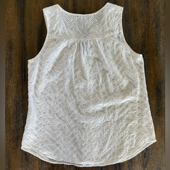 Market & Spruce Women’s White Cotton Eyelet Tank Top Shirt Size M - Picture 2 of 8